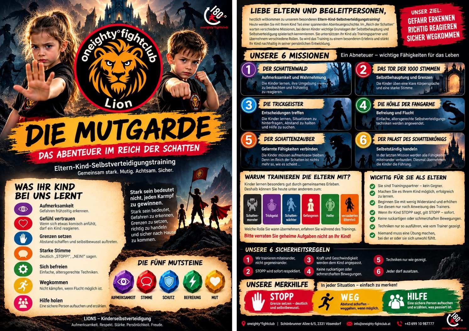 Eltern-Information zur Mutgarde, Vorder- und Rückseite